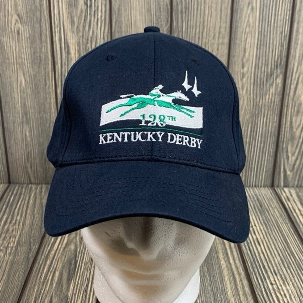 Kentucky Derby 128th Running Navy Blue Hat Cap Fitted Men Sz L XL‎ Nu-Fit